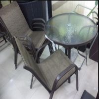 LOK-AL17-183 4CHAIR+1TABLE BROWN