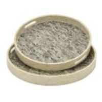 THR-46689 WOOD TRAY W/CAPIZ LG