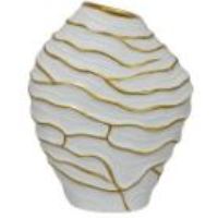 THR-56419 VASE MATTE WHT & GOLD