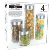 EW-65018 GLASS CANISTER SET 4PC