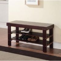 ACM-98165 BENCH W/ SHOE RACK BRW